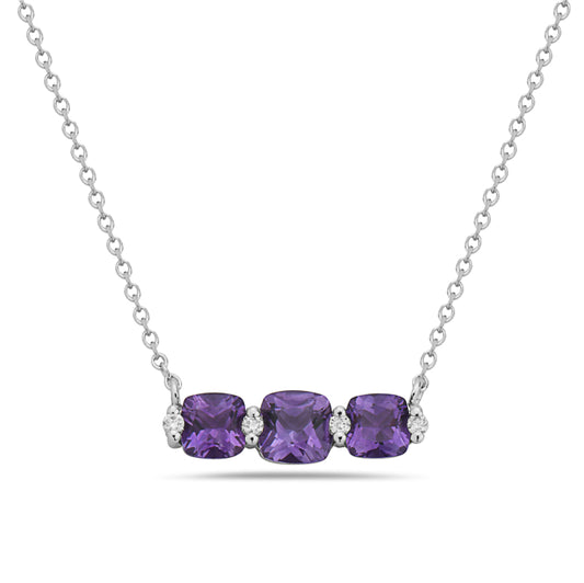 14K White Gold Amethyst Necklace