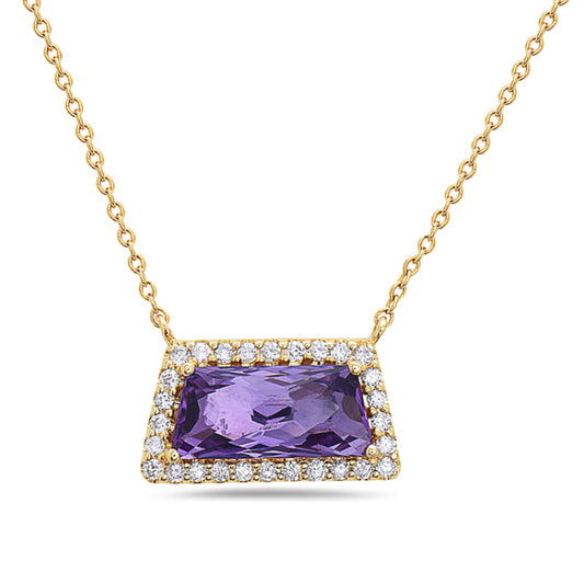 14K Yellow Gold Amethyst Necklace