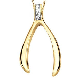 10K Yellow Gold Wishbone Diamond Necklace