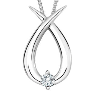 10K White Gold Diamond Drop Necklace