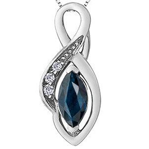 10K White Gold Diamond Sapphire Necklace
