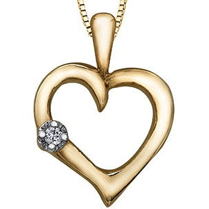 10K Yellow Gold Diamond Heart Necklace