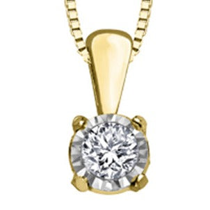 10K Yellow Gold Illusion-Set Solitaire Diamond Necklace