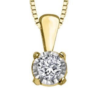 10K Gold Illusion-Set Solitaire Diamond Necklace