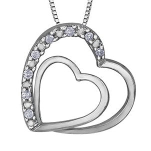 10K Gold Diamond Double Heart Necklace