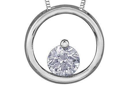 10K White Gold Diamond Circle Necklace