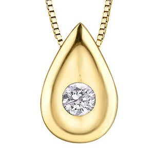 10K Yellow Gold Tear Drop Diamond Necklace