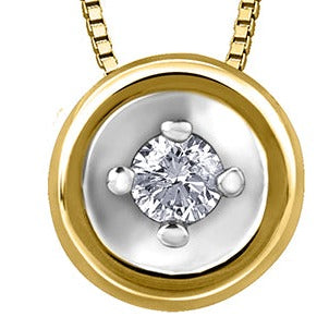 10K Two Tone Diamond Circle Necklace