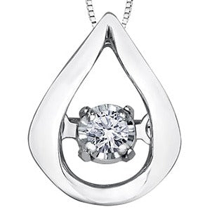 10K White Gold Dancing Diamond Drop Necklace