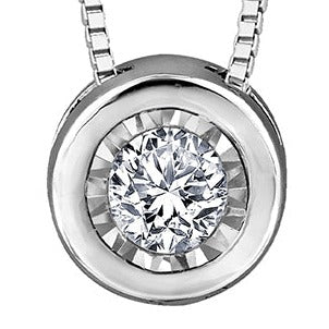 10K White Gold Circle Diamond Necklace