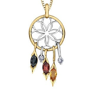 10K Yellow Gold Dream Catcher with Diamonds & Gems