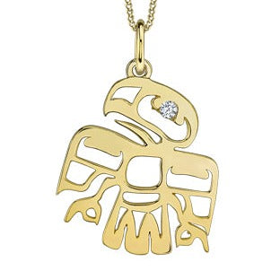 10K Yellow Gold Diamond Eagle Necklace