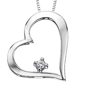 10K White Gold Heart Diamond Necklace