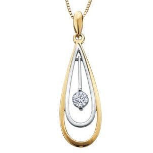 10K Two Tone Diamond Drop Necklace