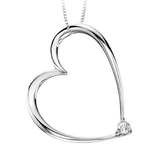 Sterling Silver Diamond Heart Necklace