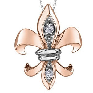 10K Rose Gold Diamond Fleur De Lys Necklace