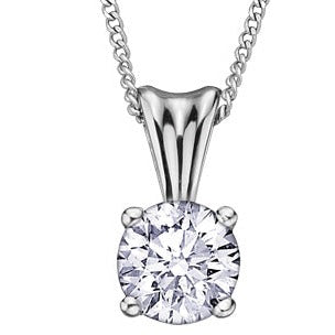 10K White Gold Diamond Solitaire Necklace