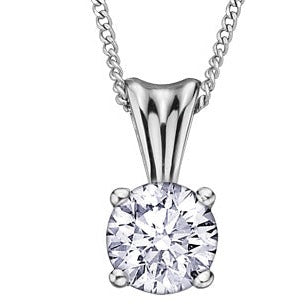 14K White Gold Diamond Solitaire Necklace