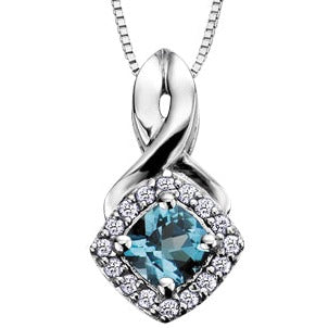 10K White Gold Diamond & Gem Necklace