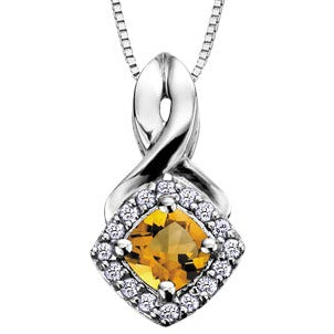 10K White Gold Diamond & Gem Necklace