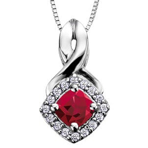 10K White Gold Diamond & Gem Necklace