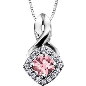 10K White Gold Diamond & Gem Necklace