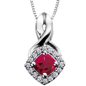 10K White Gold Diamond & Gem Necklace