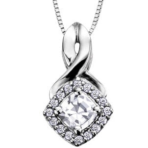 10K White Gold Diamond & Gem Necklace