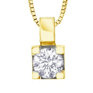10K Yellow Gold Solitaire Diamond Necklace