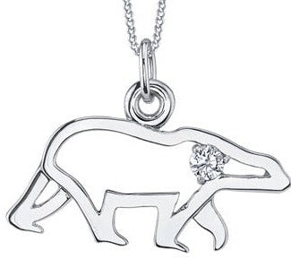 10K White Gold Diamond Polar Bear Necklace