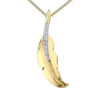 10K Yellow Gold Feather Necklace