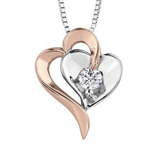 10K Two Tone Diamond Heart Necklace