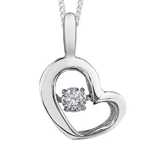 10K White Gold Diamond Heart Pulse Necklace
