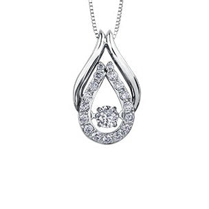 10K White Gold Diamond Drop Necklace