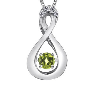 10K White Gold Diamond & Peridot Infinity Necklace