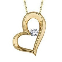 10K Yellow Gold Diamond Heart Pulse Necklace