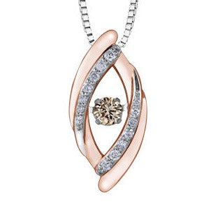 10K Two Tone Gold Diamond Pulse Necklace