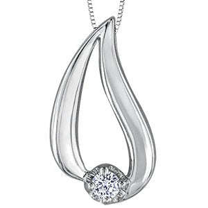 10K White Gold Diamond Drop Necklace