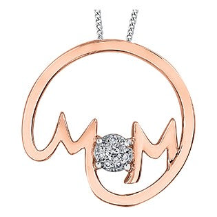 10K Rose Gold Diamond Mom Necklace