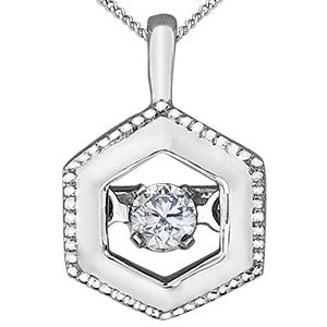 10K White Gold Diamond Hexagon Necklace
