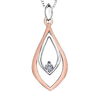 14K Two Tone Diamond Drop Necklace