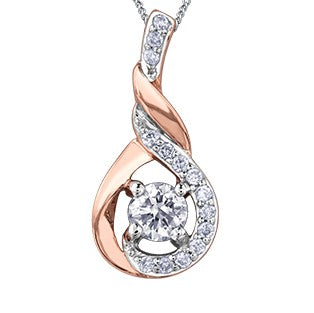 10K Rose Gold & Diamond Drop Necklace
