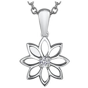 14K White Gold Diamond Daisy Necklace