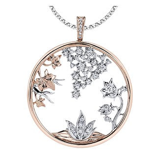 14K Two Tone Floral Inspired Pendant