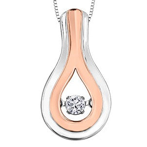 Rose Gold Silver Diamond Drop Necklace