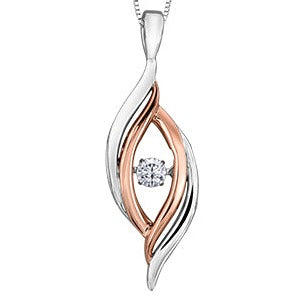 10K Two Tone Rose & Silver Dancing Diamond Necklace