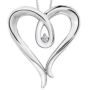 Sterling Silver Heart Diamond Necklace