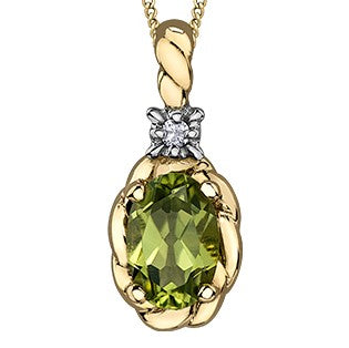 10K Yellow Gold Peridot & Diamond Necklace