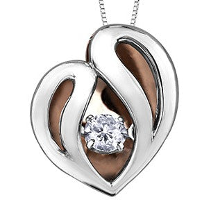 10K Two Tone Diamond Heart Necklace