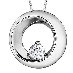 10K White Gold Circle Diamond Necklace